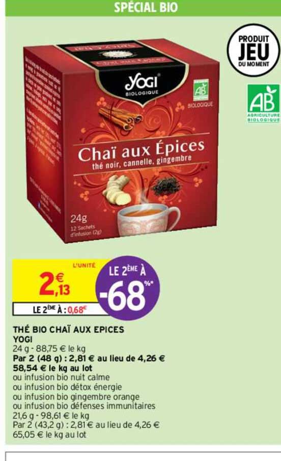 the bio chai aux epices yogi