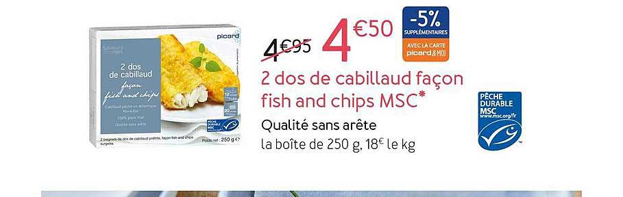 2 dos de cabillaud façon fish and chips msc