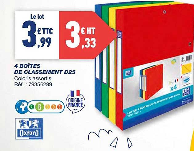 4 boîtes de classement d25 oxford