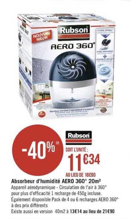 absorbeur d'humidité aero 360° 20m2 rubson