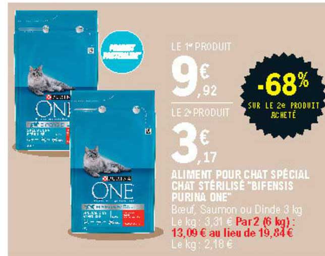 aliment pour chat spécial chat stérilisé "bifensis purina one"