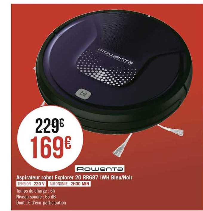 aspirateur robot explorer 20 rr6871 wh bleu noir rowenta