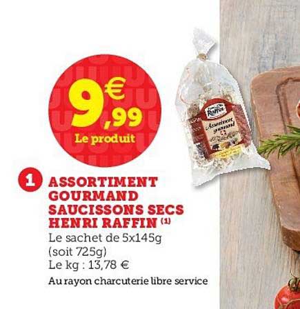 assortiment gourmand saucissons secs henri raffin