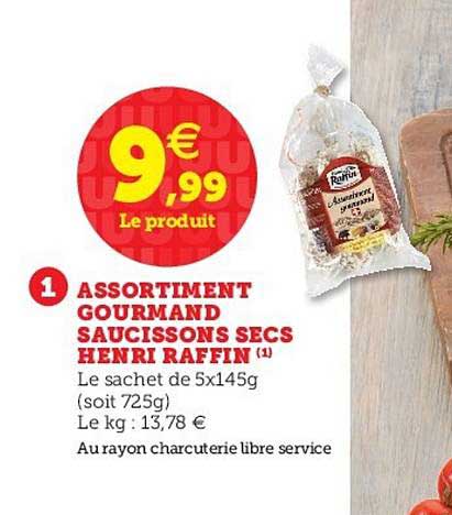 assortiment gourmand saucissons secs henri raffin