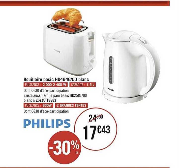 Bouilloire Basic Hd4646-00 Blanc Philips
