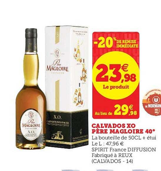 calvados xo père magloire 40° -20% de remise immédiate