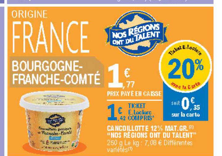 cancoillotte 12% mat. gr. "nos régions ont du talent"