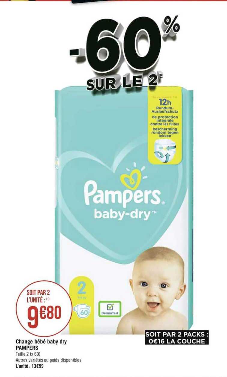 Change Bébé Baby Dry Pampers -60% Sur Le 2è