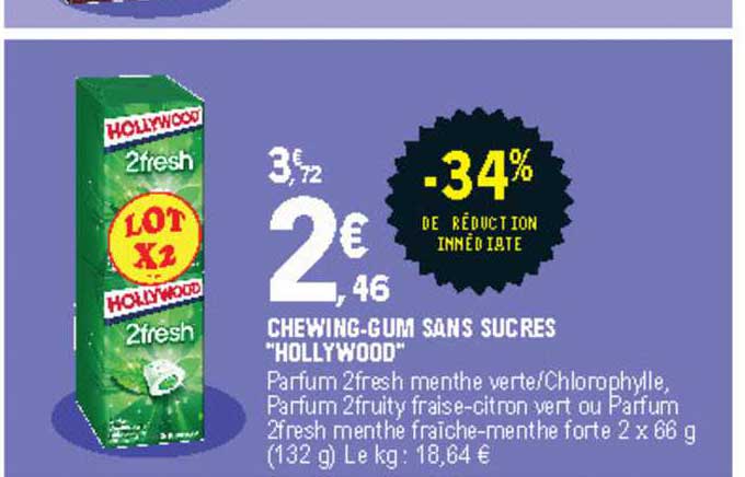 chewing-gum sans sucres "hollywood"