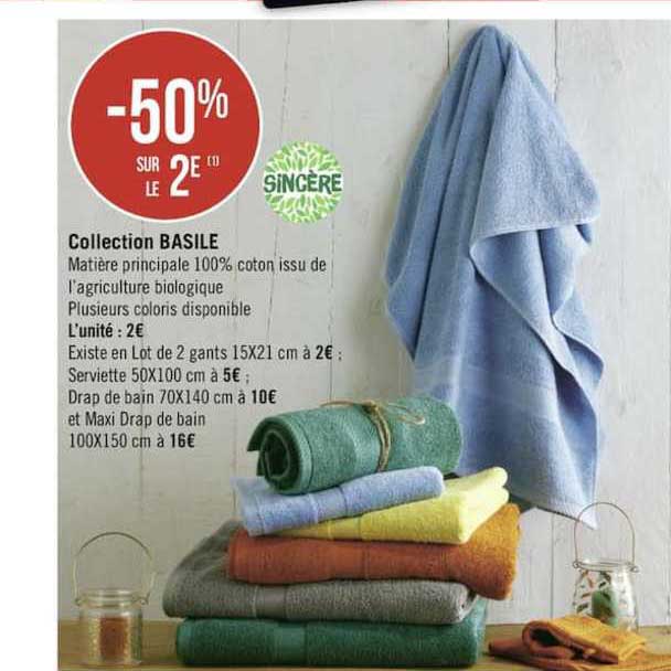 collection basile sincère -50% sur le 2è