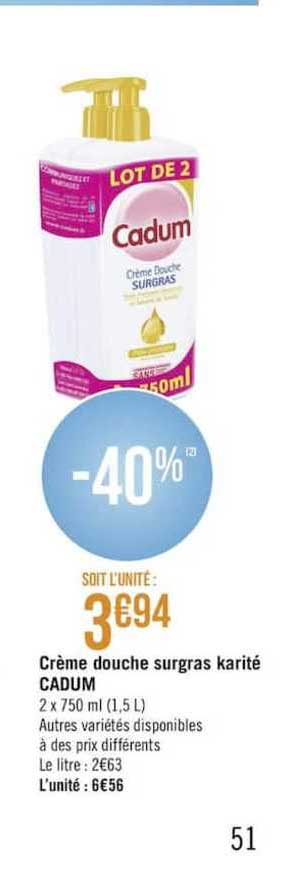 crème douche surgras karité cadum