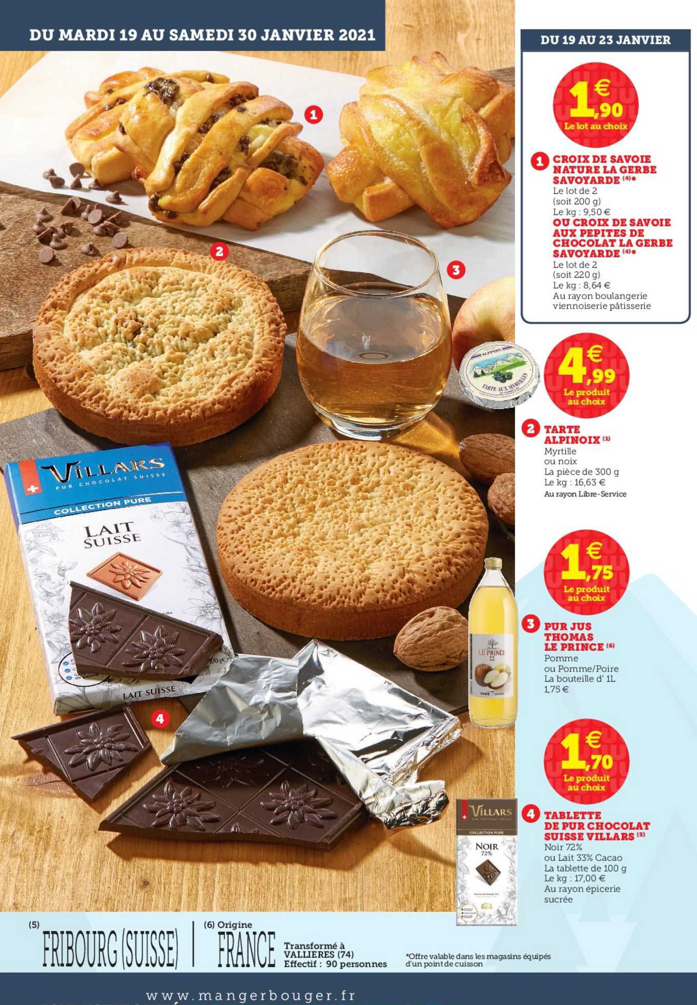 croix de savoie nature la gèbre savoyarde, tarte alpinoix, pur jus thomas le prince, tablette de pur chocolat suisse villars