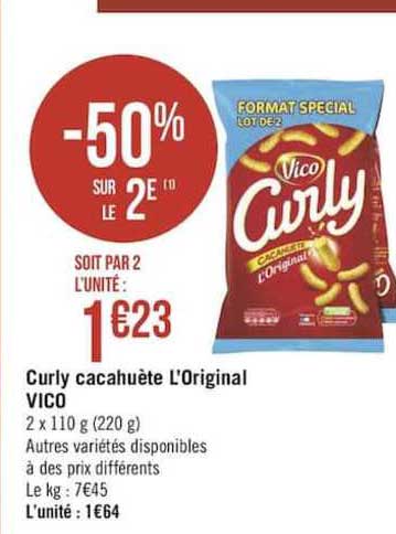 Curly Cacahuète L'original Vico -50% Sur Le 2è