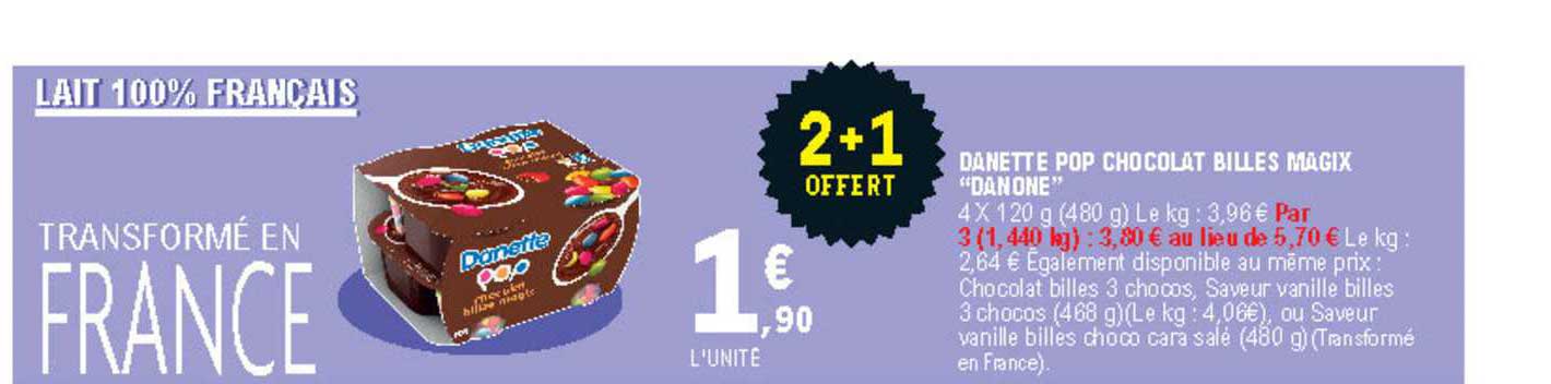 danette pop chocolat billes magix "danone"