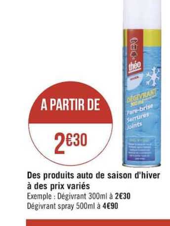 des produits auto de saison d'hiver à des prix variés