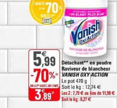 détachant en poudre raviveur de blancheur vanish oxy action