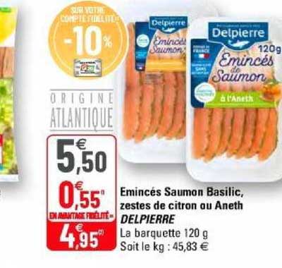 éminces saumon basilic zestes de citron ou aneth delpierre