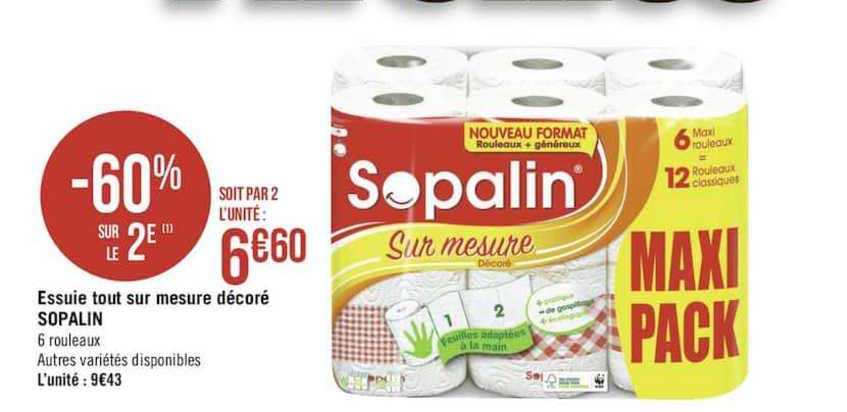 essuie tout sur mesure décoré sopalin -60% sur le 2è