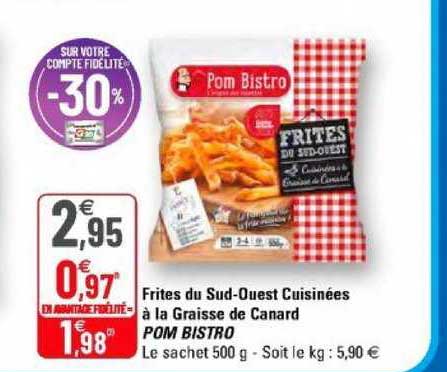 Frites Du Sud Ouest Cuisinées à La Graisse De Canard Pom Bistro