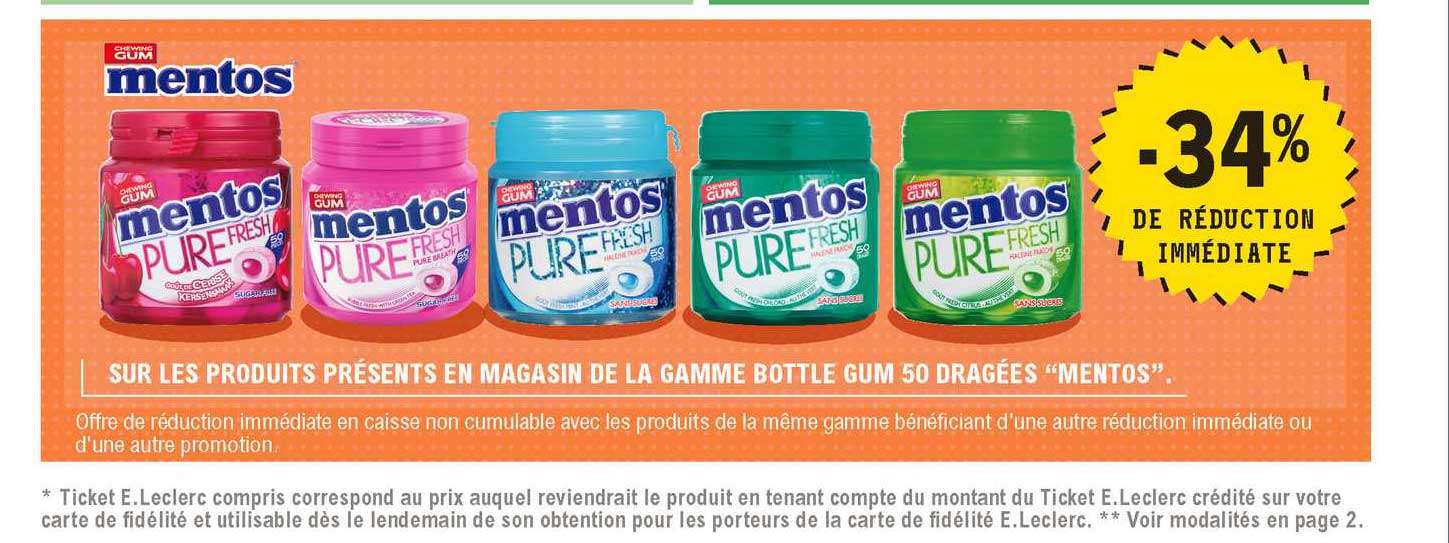 gamme bottle gum 50 dragées "mentos"