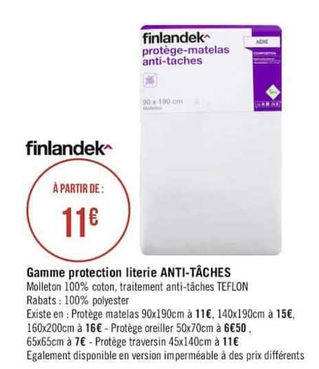 gamme protection literie anti tâches finlandek