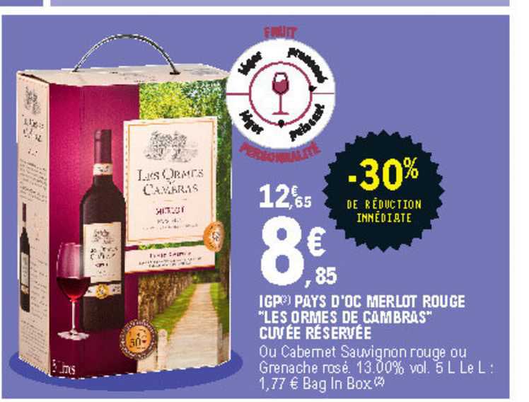 igp pays d'oc merlot rouge "les ormes de cambras cuvée réservée