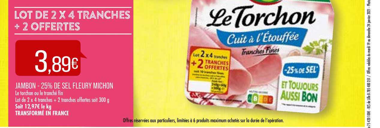 jambon -25% de sel fleury michon