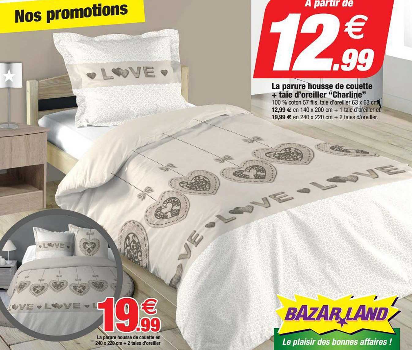 la parure housse de couette + taie d'oreiller "charline", la parure housse de couette 240 x 220 cm + 2 taies d'oreiller