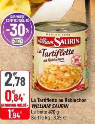 la tartiflette au reblochon william saurin
