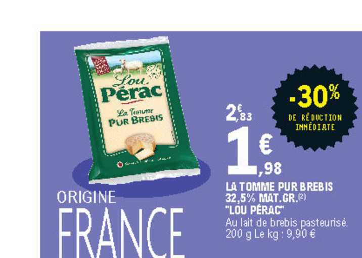 la tomme pur brebis 32,5% mat. gr. "lou pérac"