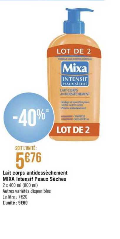 lait corps antidesséchement mixa intensif peaux sèches