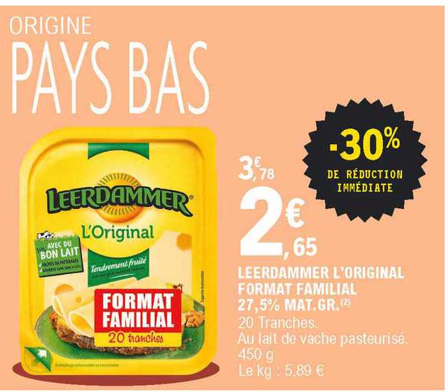 leerdammer l'original format familial 27,5% mat. gr.