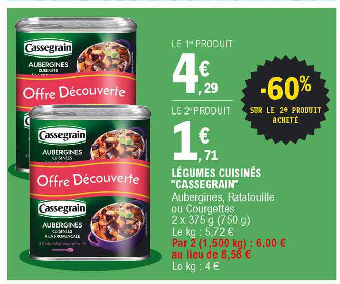 Légumes Cuisinés "cassegrain"