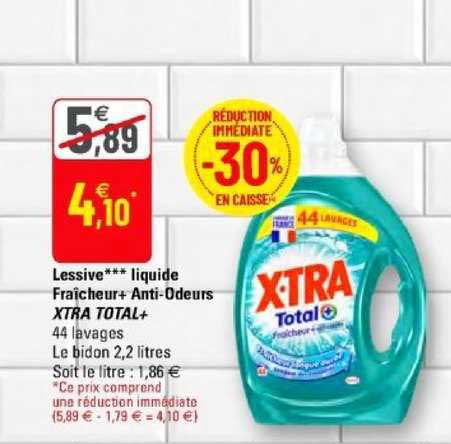 lessive liquide fraîcheur + anti odeurs xtra total