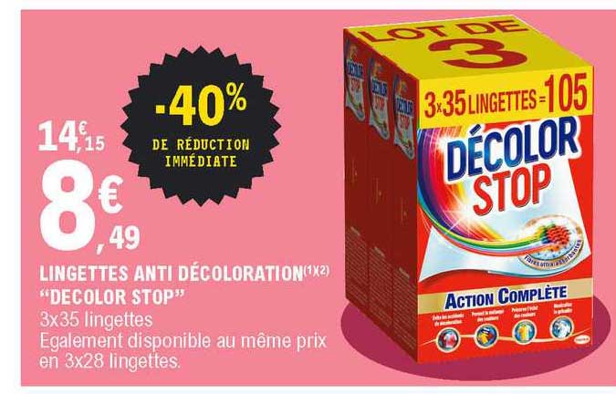 lingettes anti décoloration "decolor stop"