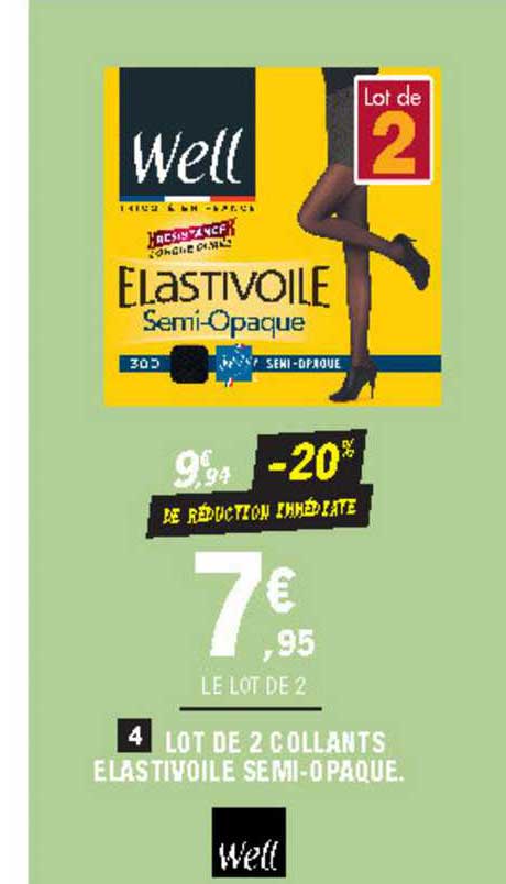 lot de 2 collants élastivoile semi-opaque well