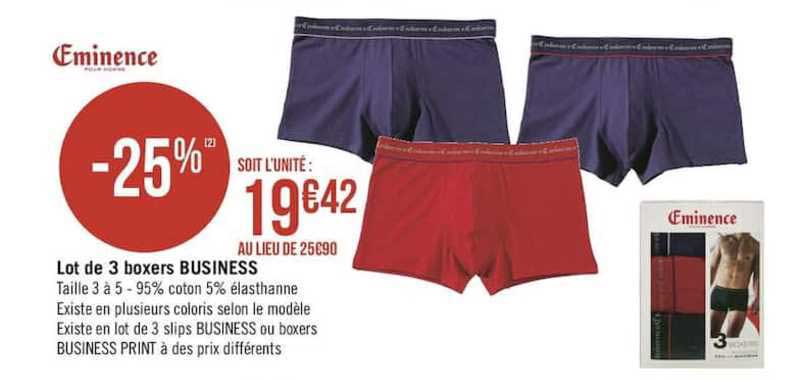 lot de 3 boxers business éminence