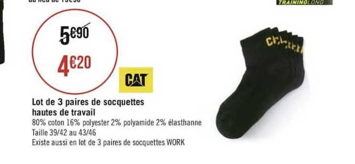 lot de 3 paires de socquettes hautes de travail