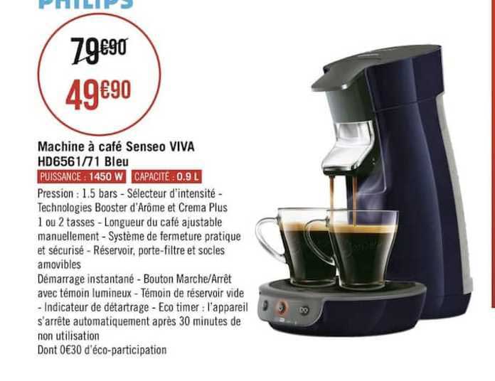 Machine à Café Senseo Viva Hd6561 71 Bleu