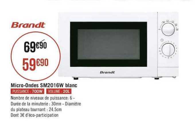 micro ondes sm2016w blanc brandt