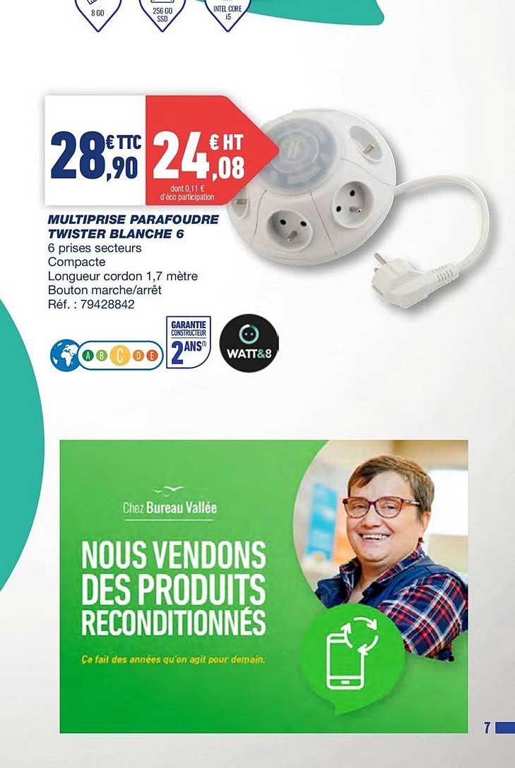 multiprise parafoudre twister blanche 6