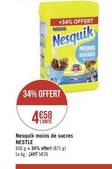 nesquik moins de sucres nestlé