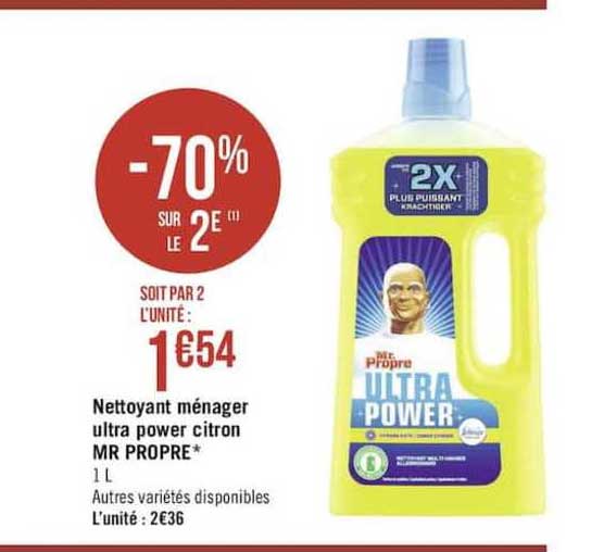 nettoyant ménager ultra power citron mr propre -70% sur le 2è
