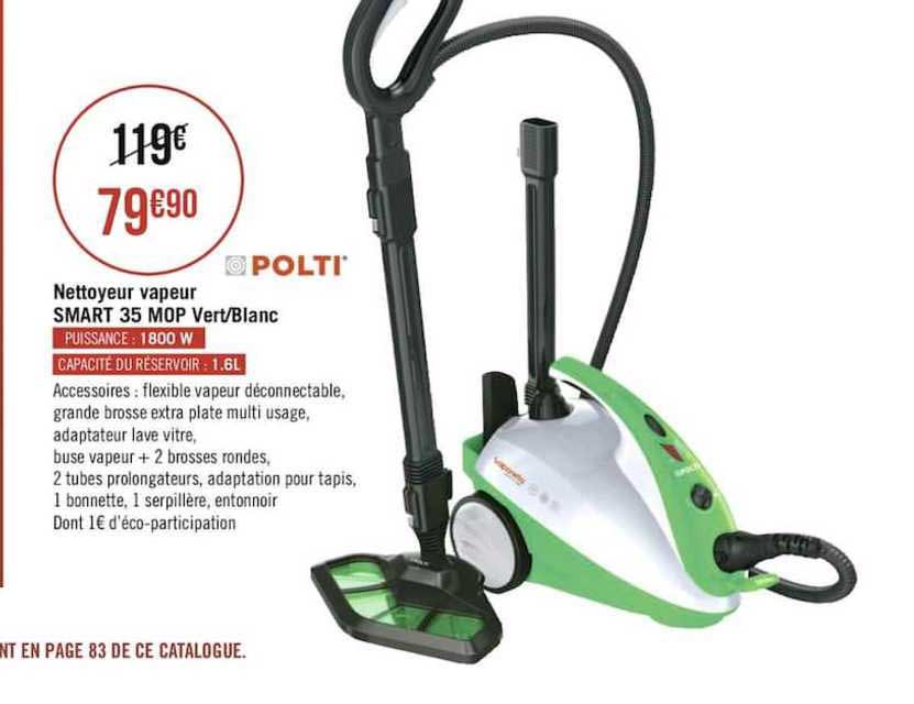 nettoyeur vapeur smart 35 mop vert blanc polti