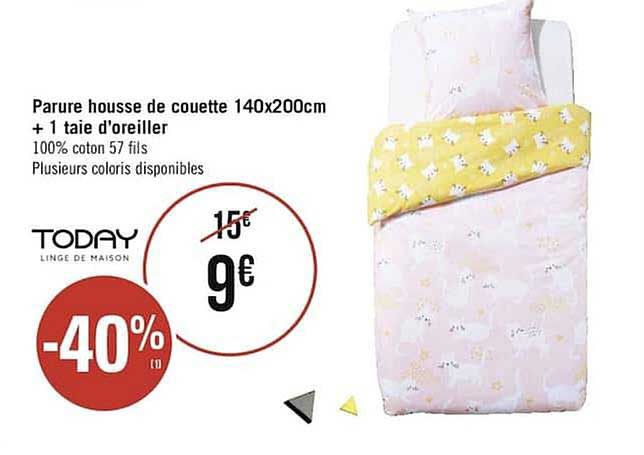 parure housse de couette 140 x 200 cm + 1 taie d'oreiller today