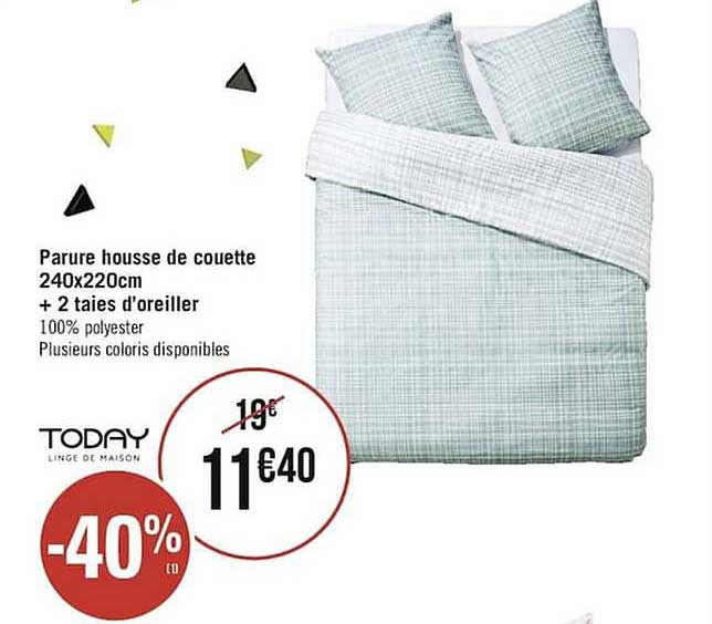 parure housse de couette 240 x 220 cm + 2 taies d'oreiller today