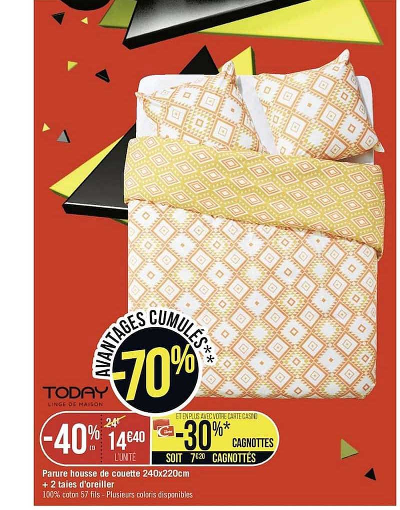 parure housse de couette 240 x 220 cm + 2 taies d'oreiller today