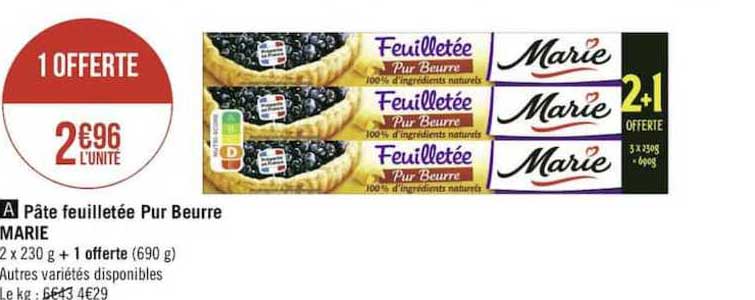 Pâte Feuilletée Pur Beurre Marie