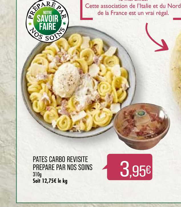 pâtes carbo revisite prepare par nos soins