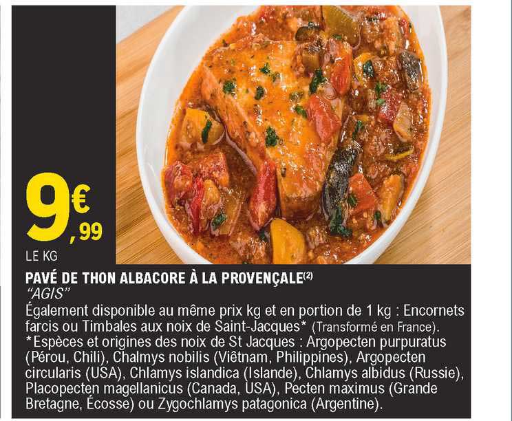 pavé de thon albacore à la provençale "agis"